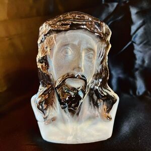 Vintage Viking Glass Frosted Crystal Glass Jesus Christ Decorative Sculpture